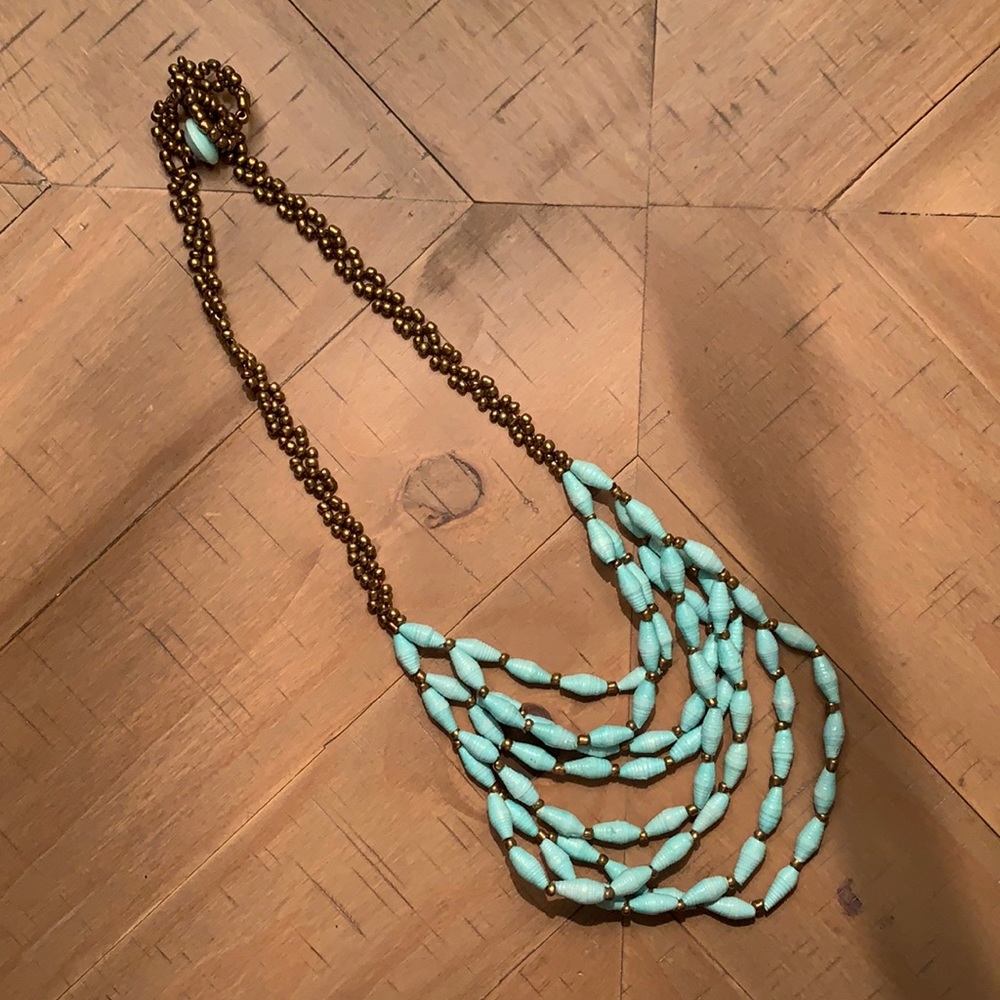 Turquoise and Gold Noonday Necklace